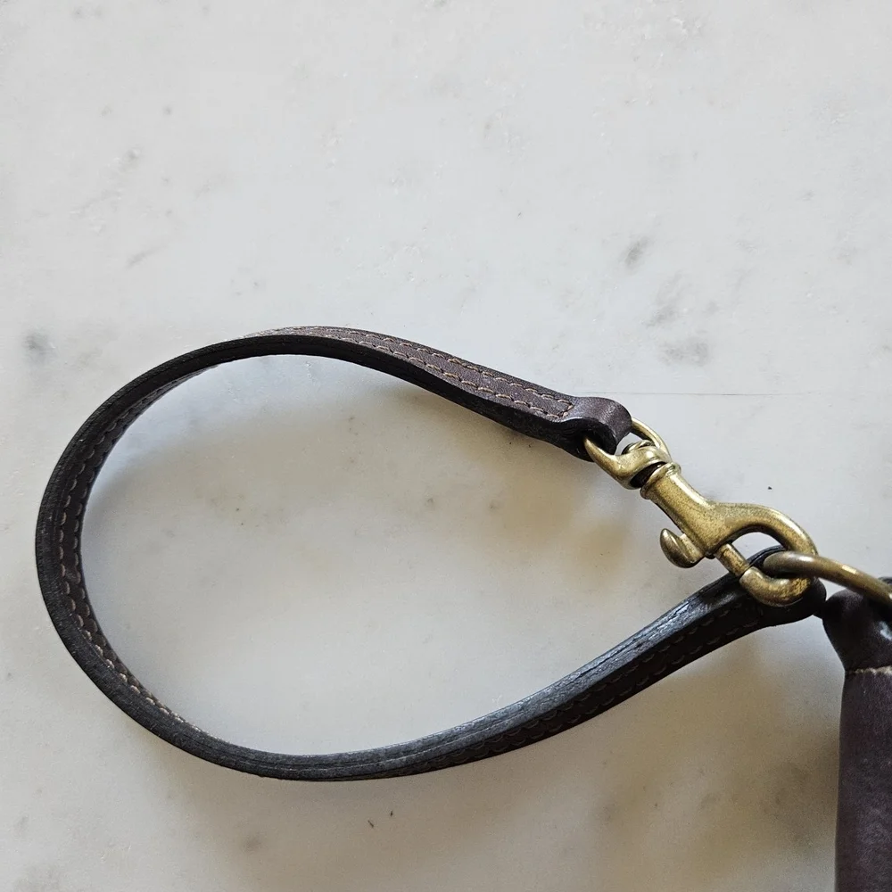 Vintage Coach Brown Leather Zip Wristlet Bag Style 9311 Hangtag Small Purse - Picture 11 of 13